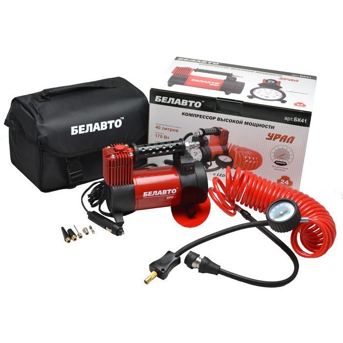 Автомобільний компресор БЕЛАВТО Урал з LED ліхтарем 40л/хв. (БК41)