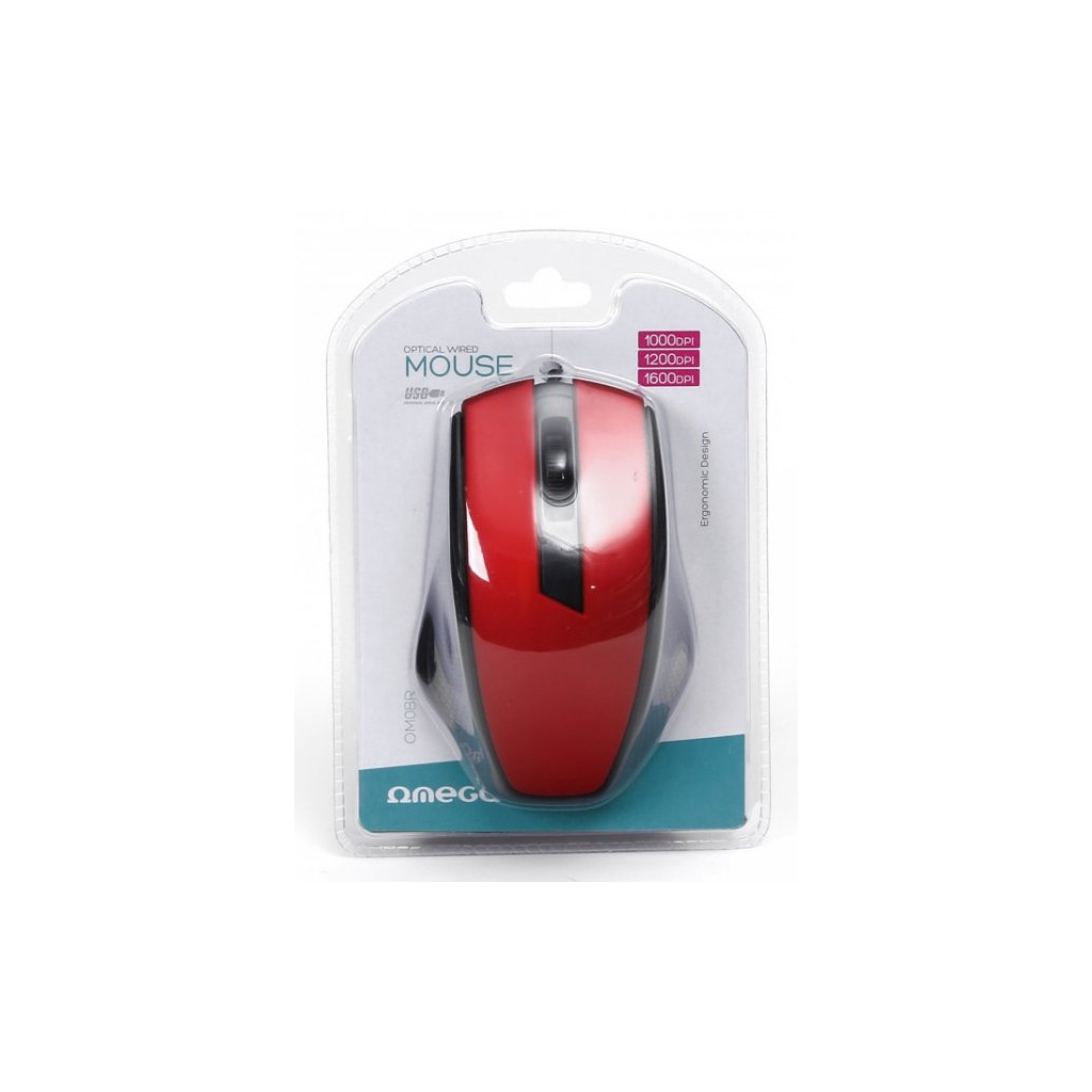 Мишка Omega OM-08 USB Red (OM08R) зображення 5