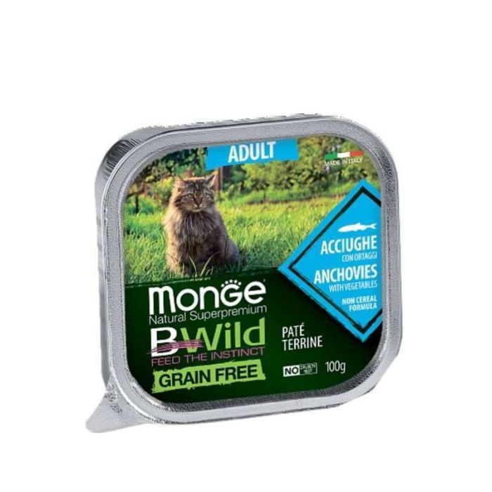 Паштет для кошек Monge BWild Grain Free Wet Anchovies Adult Cat 100 г (8009470012874)