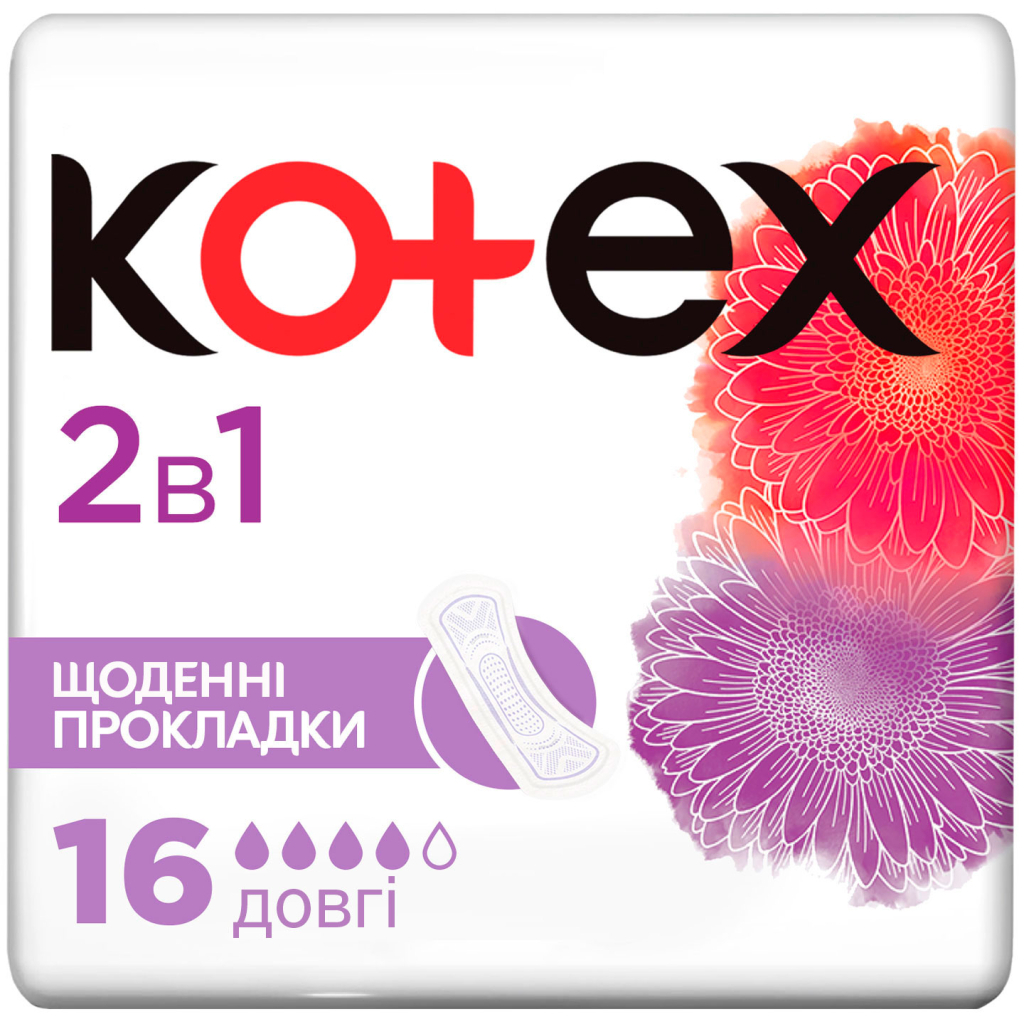 Ежедневные прокладки Kotex 2 in 1 Extra Protect 16 шт. (5029053549200) изображение 2