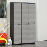 Шкаф хозяйственный Toomax ELEGANCE S 3 двери S 97x38x171cm черный с тепло серым (5668) изображение 2