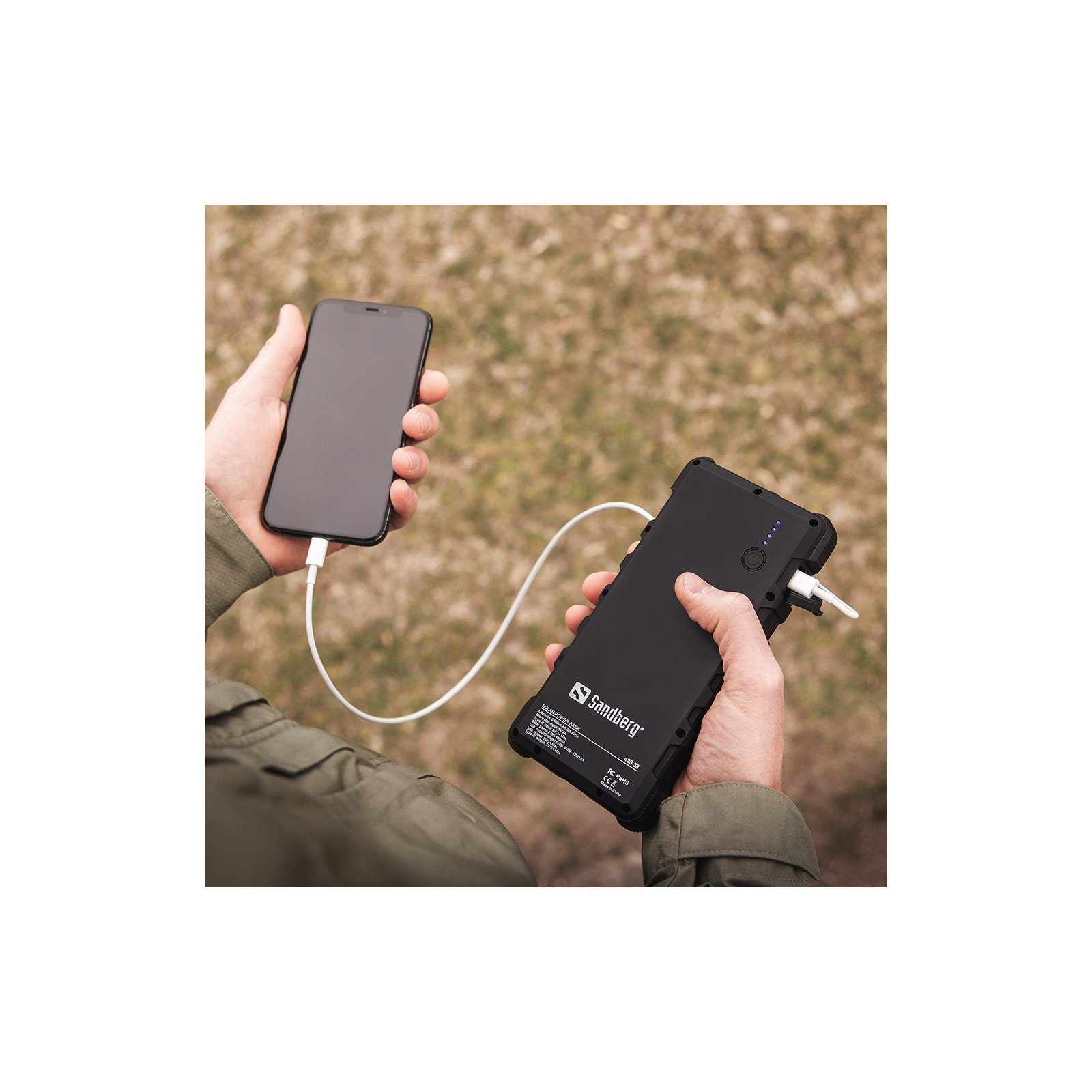 Батарея універсальна Sandberg 24000mAh, Outdoor, Solar panel:2W/400mA, flashlight, QC/3.0, USB-C, USB-A (420-38) зображення 3