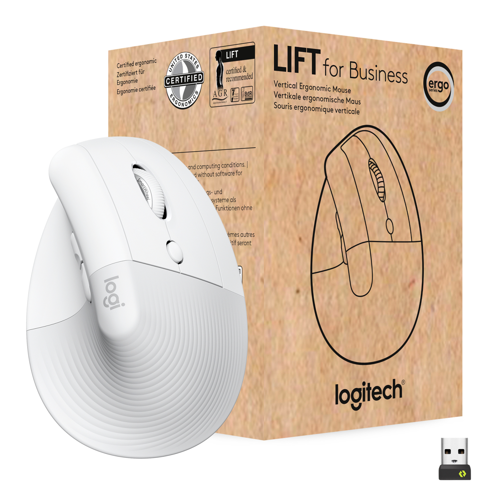 Мышка Logitech Lift Vertical Ergonomic Wireless/Bluetooth for Business Off-white (910-006496)