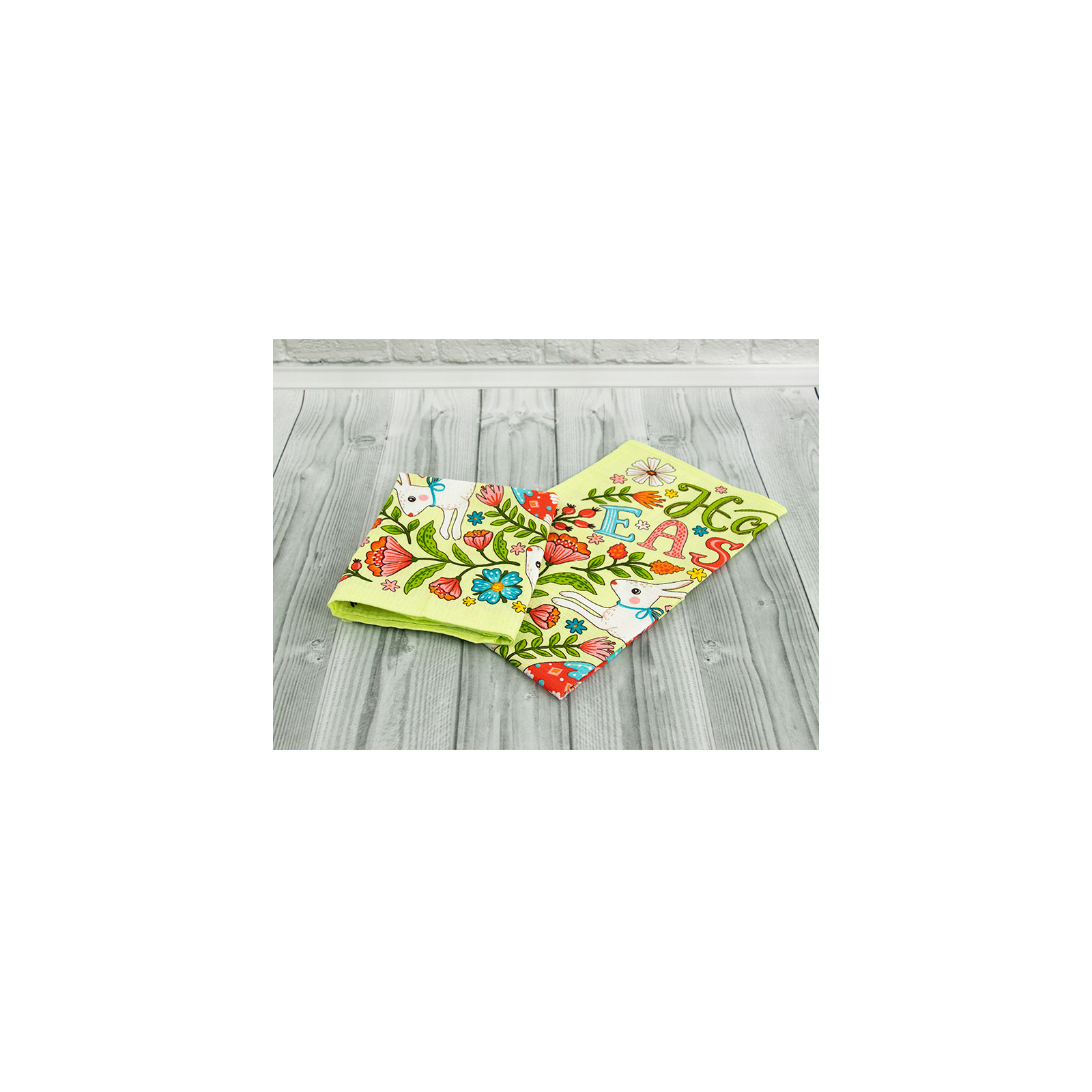 Рушник Руно вафельний набивний Великдень салатовий 45х60 см (205.15_Великдень салатовий_3) зображення 4