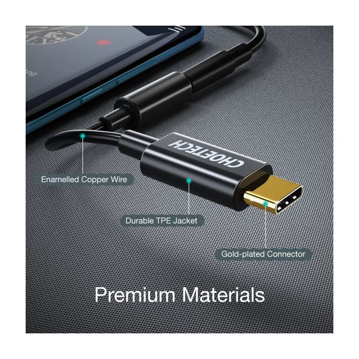 Переходник USB-C to 3.5mm F stereo-audio (CDLA) Choetech (AUX003-BK) изображение 8