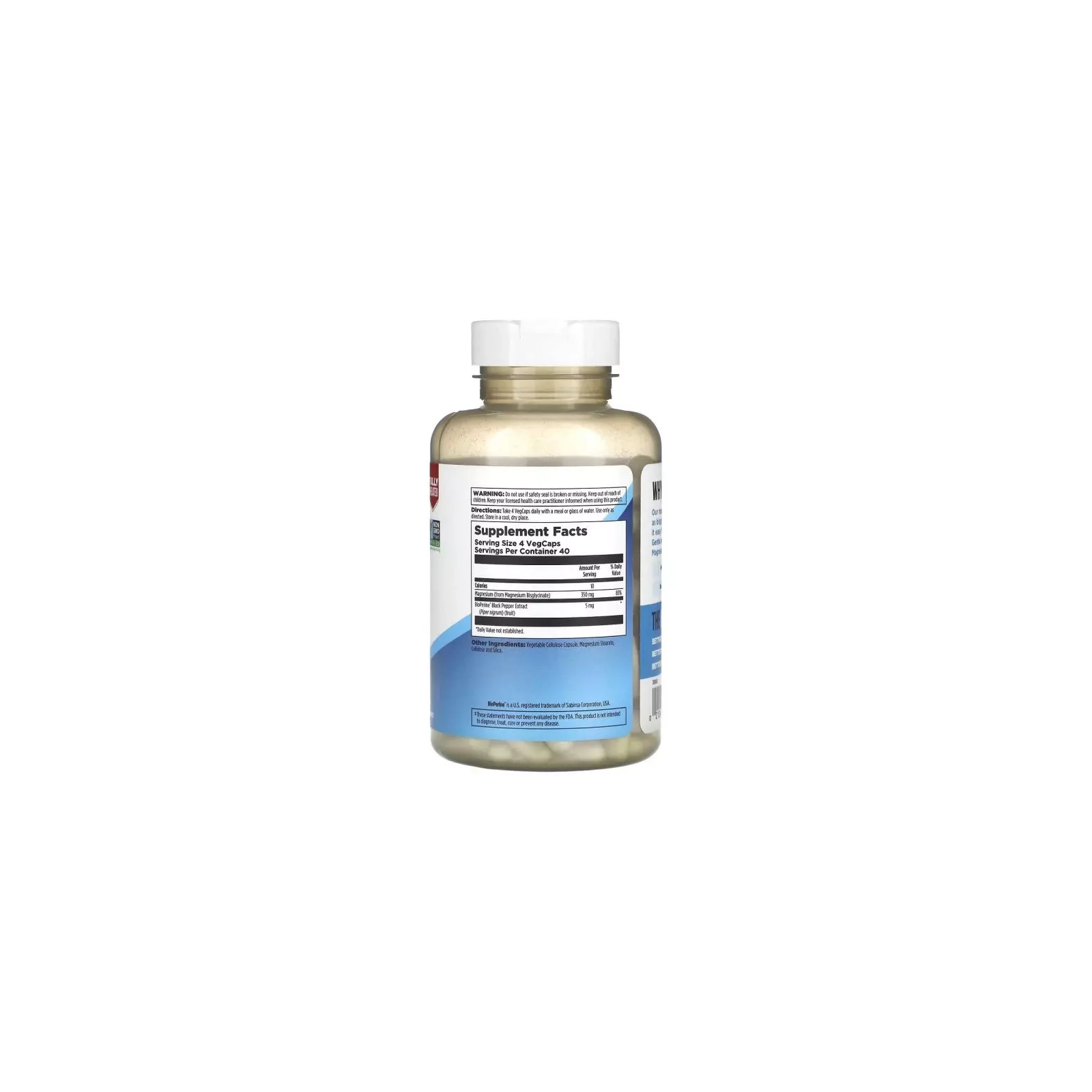 Минералы KAL Магний Глицинат высокой усваиваемости, 350 мг, High Absorption M (CAL-39022) изображение 2