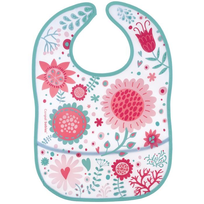Слюнявчик Canpol babies Wild Nature пластмассовый с карманчиком Розовый (9/234_pin)