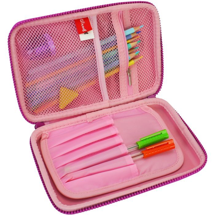 Пенал Cool For School з тисненням 1 відділення Фуксія (QT-5626-Rosered) зображення 2