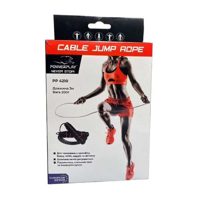 Скакалка PowerPlay 4210 швидкісна Чорна (PP_4210_Black/Red) изображение 5