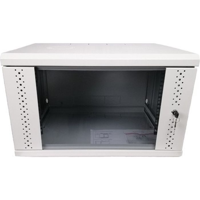 Шкаф настенный Eserver 6U, 600х350х370 (Ш*Г*В), стекло, серый (ES-Е635G)