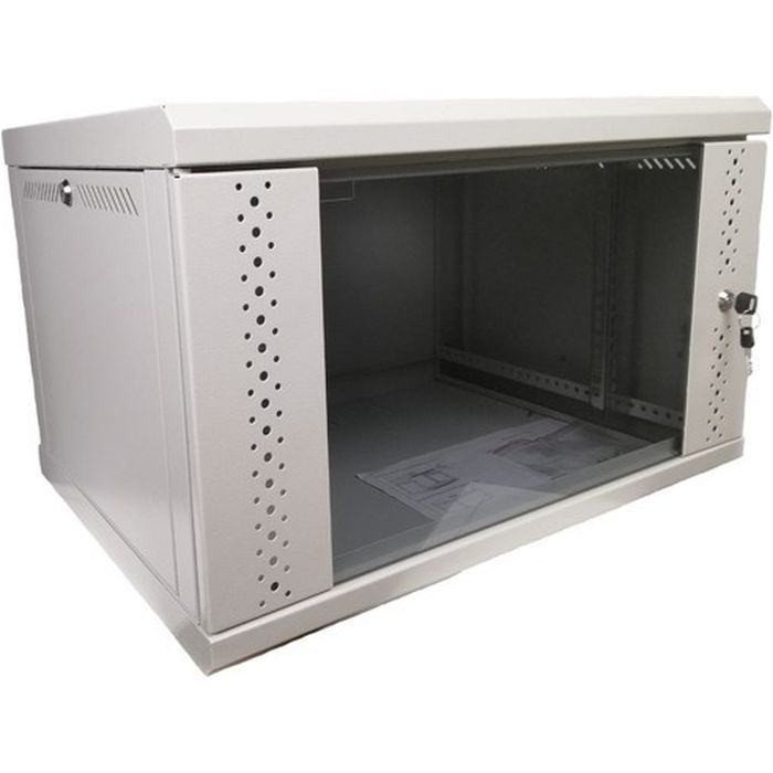 Шкаф настенный Eserver 6U, 600х350х370 (Ш*Г*В), стекло, серый (ES-Е635G) изображение 2