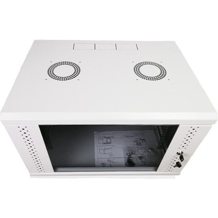 Шкаф настенный Eserver 6U, 600х350х370 (Ш*Г*В), стекло, серый (ES-Е635G) изображение 4