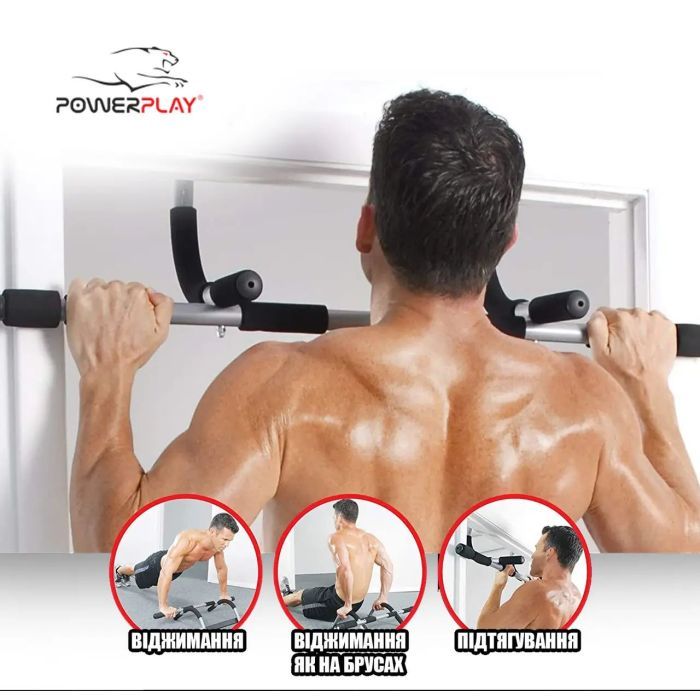 Турник PowerPlay 4129 Pull Up Pro Black дверний багатофункціональний (PP_4129) изображение 7