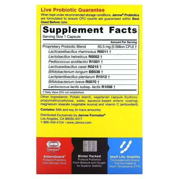Пробиотики Jarrow Formulas Пробиотики, 5 млрд КОЕ, Jarro-Dophilus EPS, 60 вегетарианских кап (JRW-03020) изображение 2