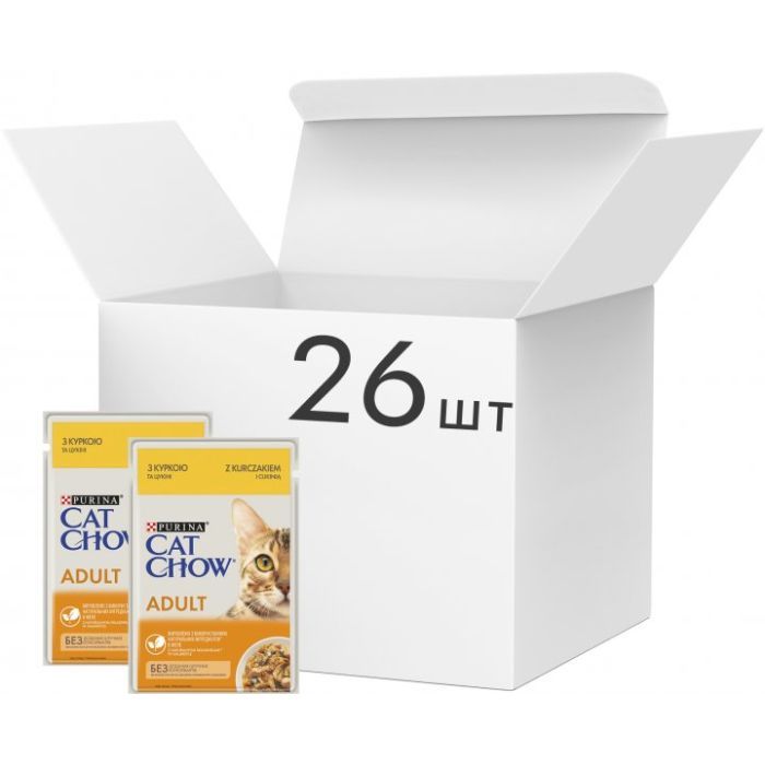 Влажный корм для кошек Purina Cat Chow Adult с курицей и кабачками в желе 85г (7613036595049) изображение 2