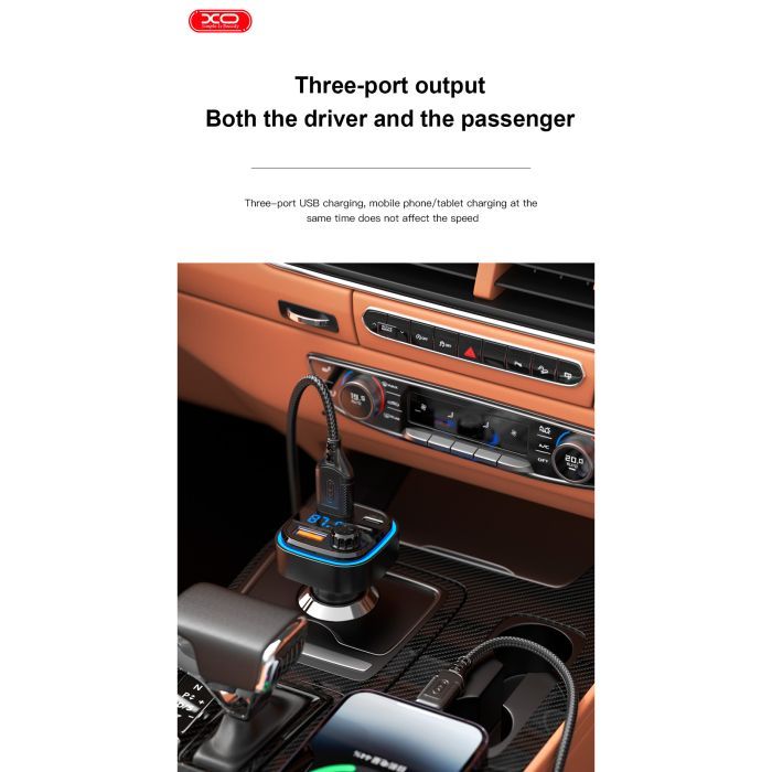 FM модулятор XO BCC08 автомобільний зарядний пристрій MP3/PD/2USB/3,1A Чорни (XO-BCC08) зображення 10