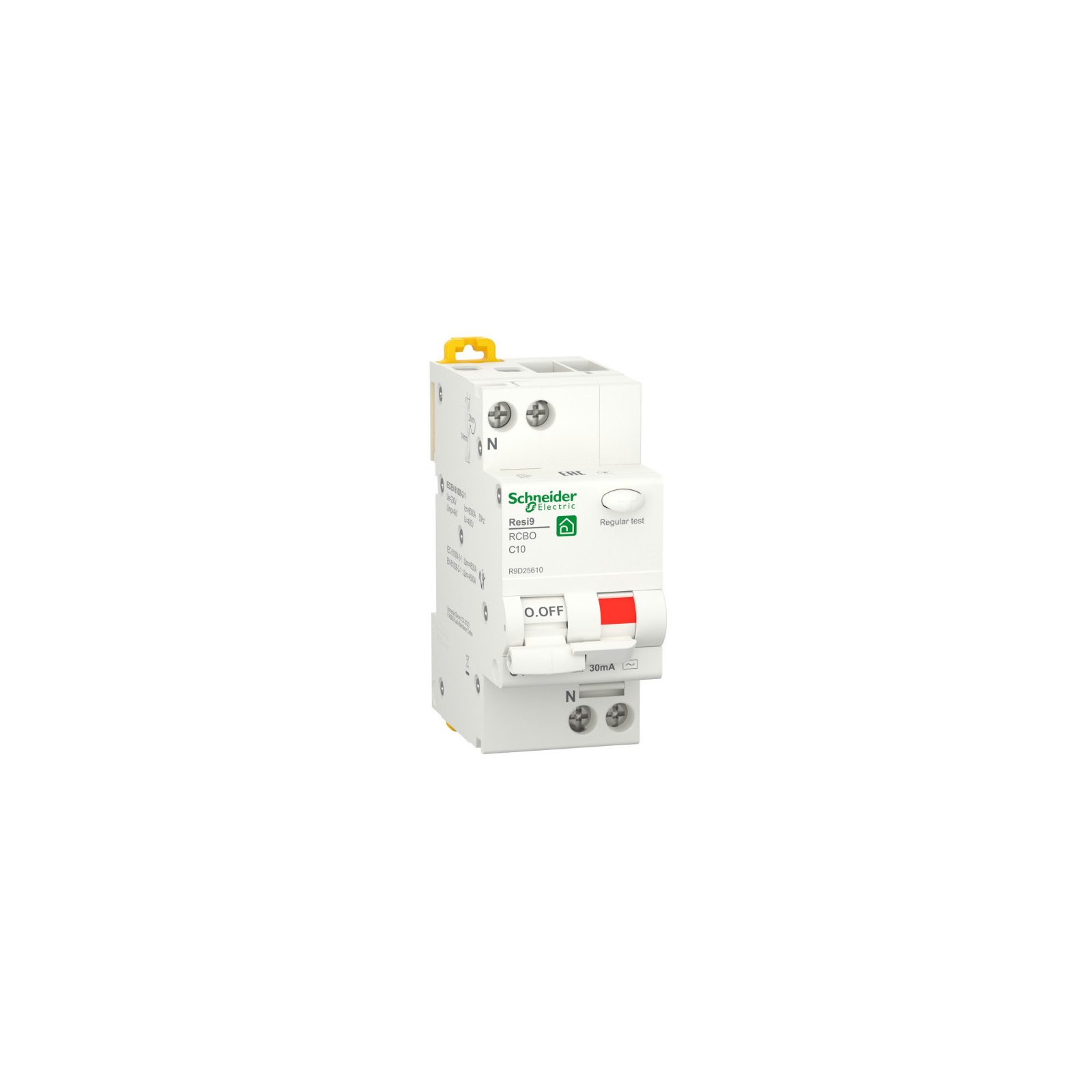 Дифференциальный автоматический выключатель Schneider Electric RESI9 6kA 1P+N 10A C 30mA (R9D25610)