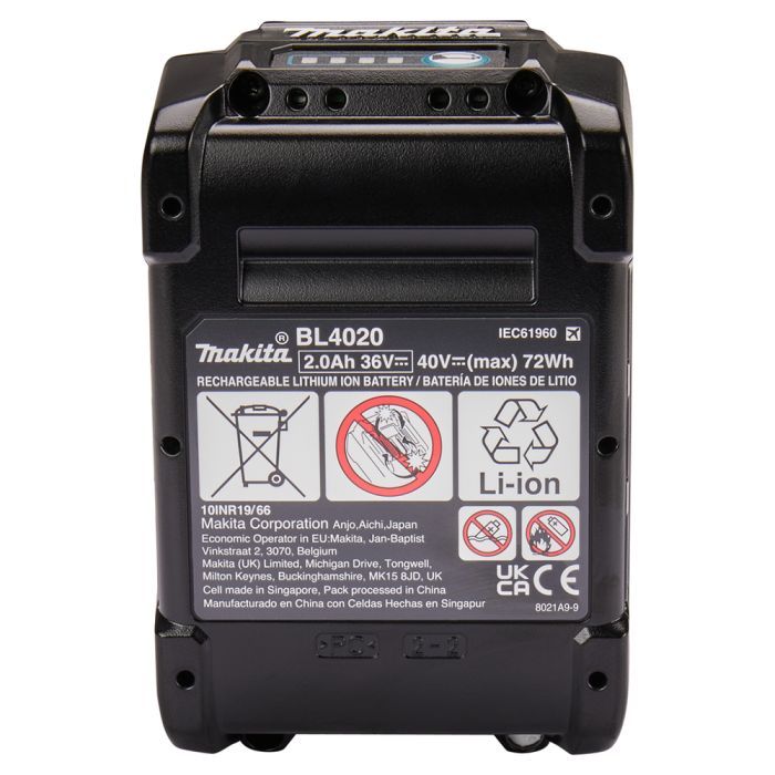 Аккумулятор к электроинструменту Makita XGT 40В Max, 2 Ач BL4020 (191L29-0) изображение 10