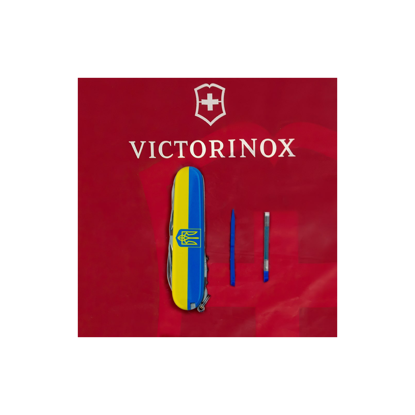 Нож Victorinox Huntsman Ukraine 91 мм Чорний Серце синьо-жовте (1.3713.3_T1090u) изображение 6