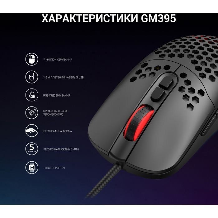Мышка GamePro GM395 RGB USB Black (GM395) изображение 10