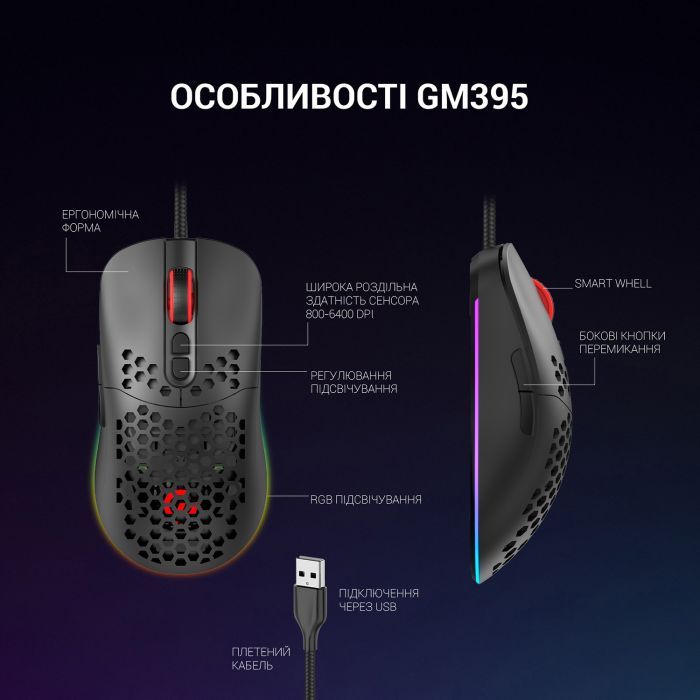 Мышка GamePro GM395 RGB USB Black (GM395) изображение 9