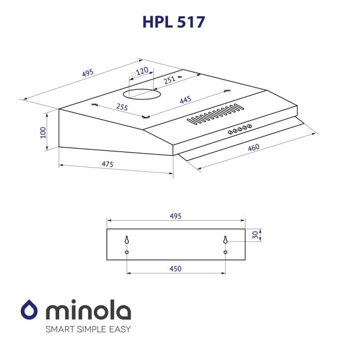 Вытяжка кухонная Minola HPL 517 WH изображение 11