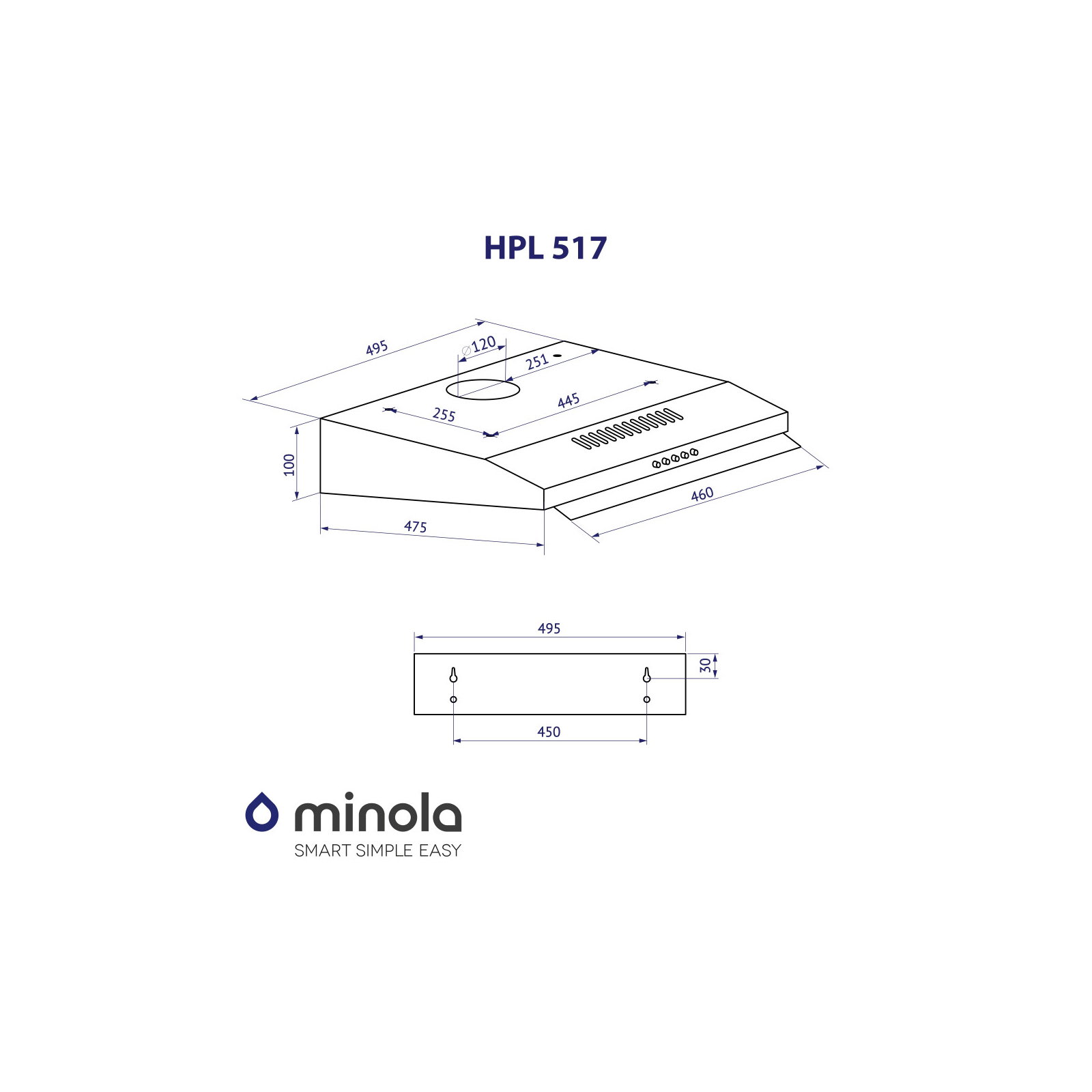 Вытяжка кухонная Minola HPL 517 I изображение 11