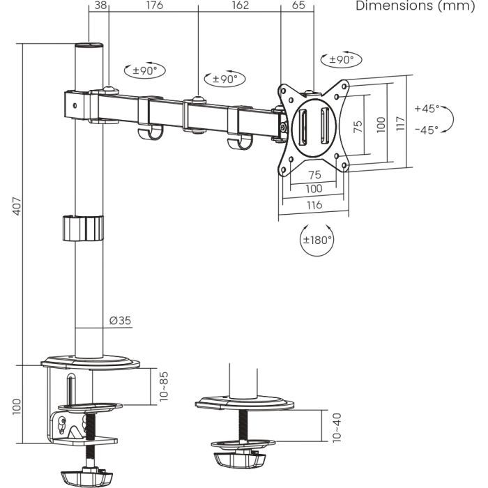 Кронштейн Brateck LDT66-C012 зображення 11