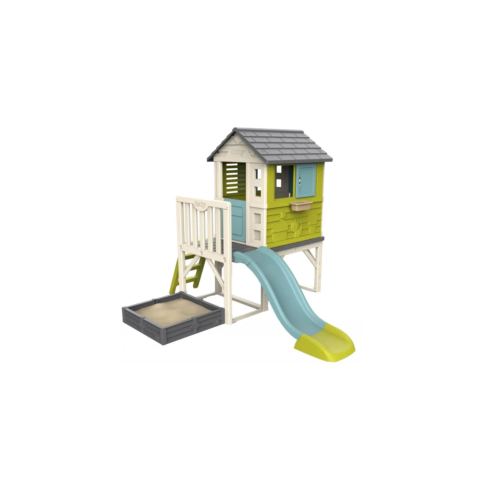 Игровой домик Smoby 2 в 1 Летний отдых на опорах с песочницей-грядкой 242 х 234 х 196 см (810801)