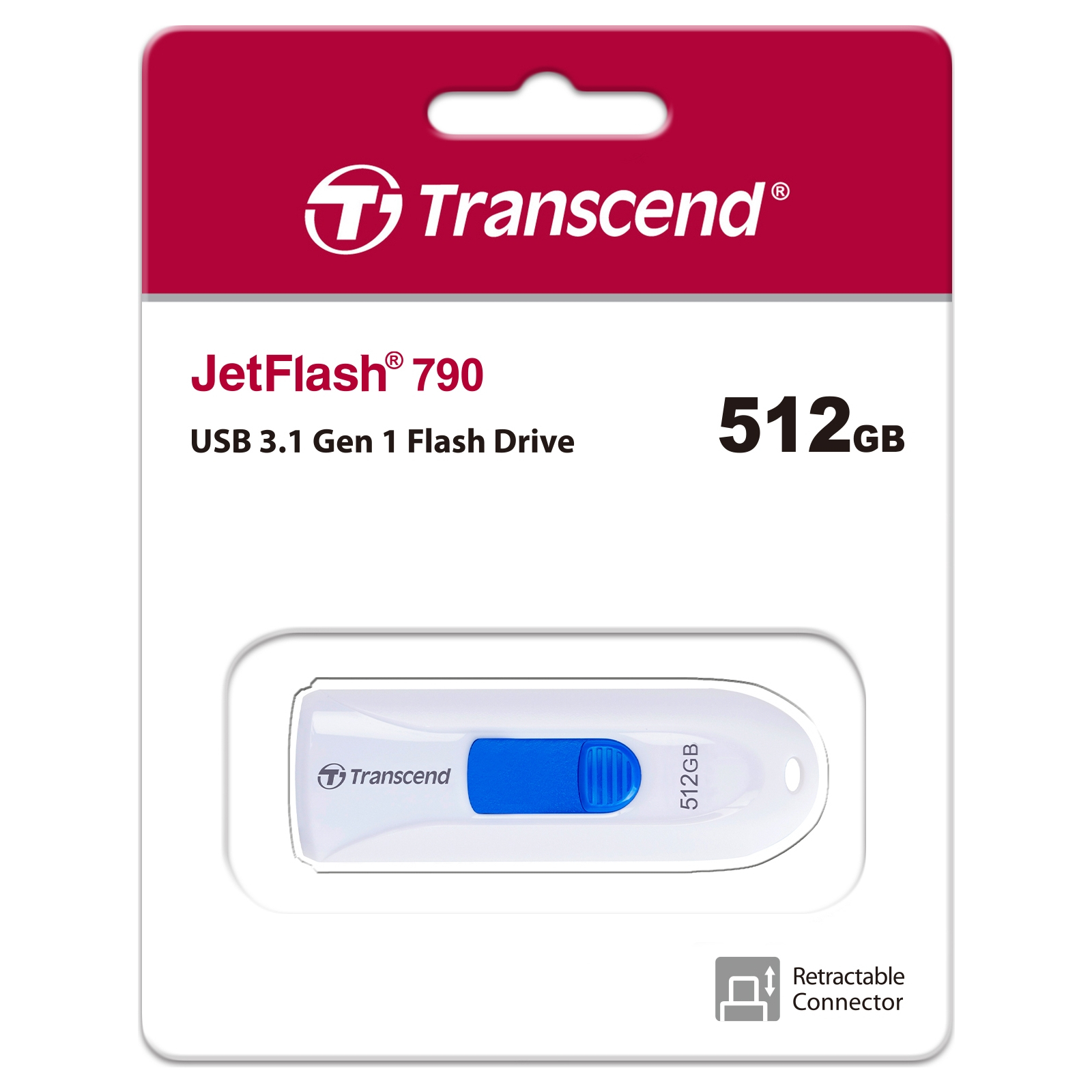 USB флеш накопитель Transcend 512GB JetFlash 790 White USB 3.1 (TS512GJF790W) изображение 5