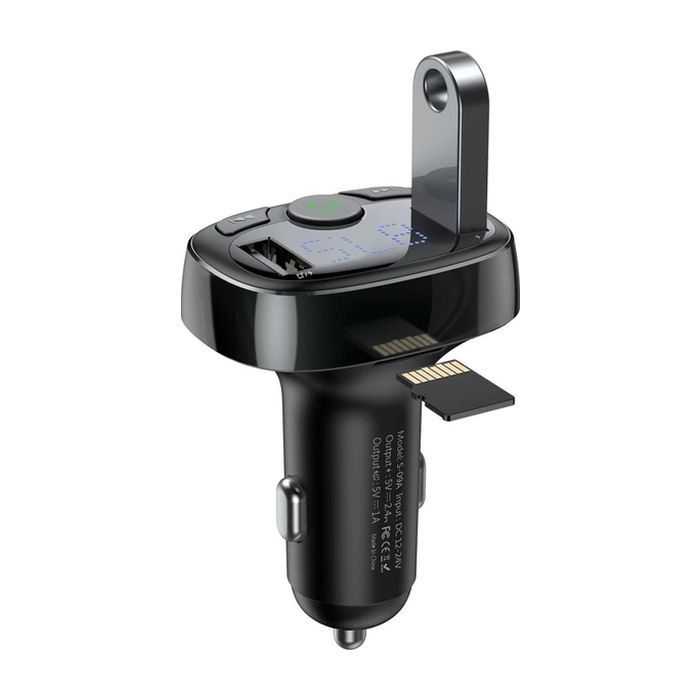 FM модулятор Baseus T Shaped S-09A 2 х USB Type-A, microSD Black (CCMT000001) зображення 4