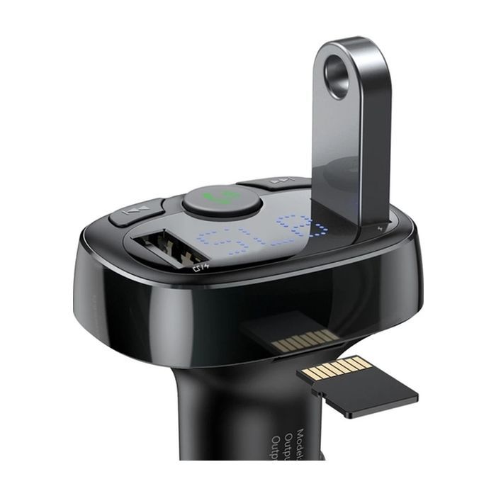 FM модулятор Baseus T Shaped S-09A 2 х USB Type-A, microSD Black (CCMT000001) зображення 6