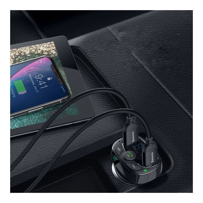 FM модулятор Baseus T Shaped S-09A 2 х USB Type-A, microSD Black (CCMT000001) зображення 9