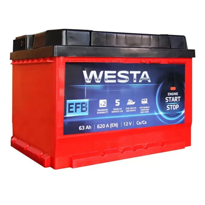 Аккумулятор автомобильный Westa 6CT-63 А (0) RED EFB