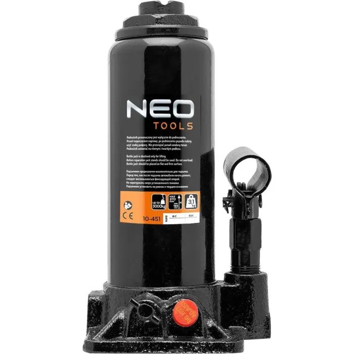 Домкрат Neo Tools гідравлічний пляшковий 10т, 230-456мм (10-454) зображення 2