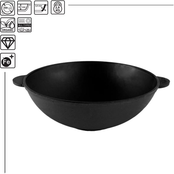 Сковорода Brizoll чавунна WOK 3,7 л 280х96 мм (W28) зображення 4