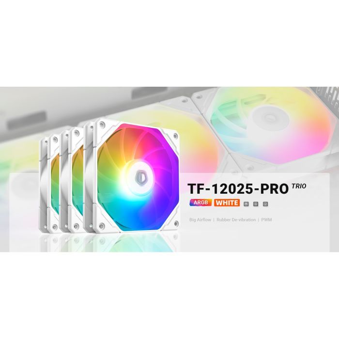 Кулер для корпуса ID-Cooling TF-12025-PRO ARGB TRIO WHITE изображение 6