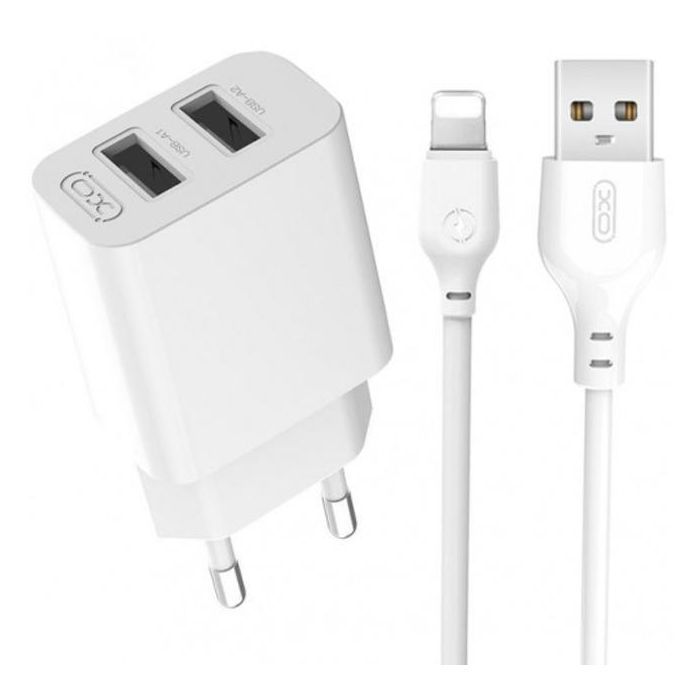 Зарядное устройство XO L109 12W (2USB/2.4A) + USB - Lightning White (XO-L109-L)