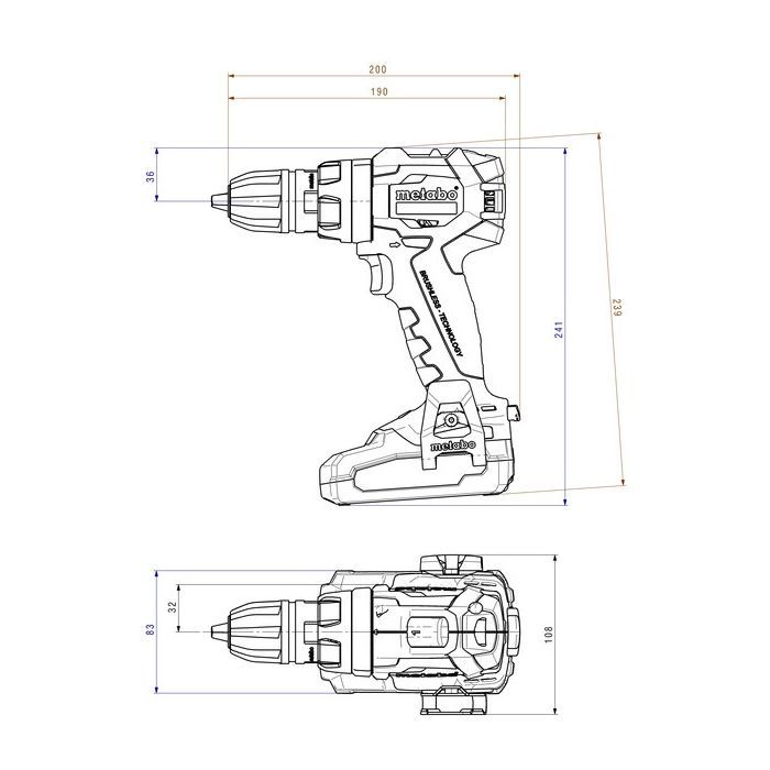 Шуруповерт Metabo BS 18 LT BL Q 18V, 2х4Ah, 34·75Нм, 0-600·0-2100об/мин, 1.8кг (602334800) изображение 6