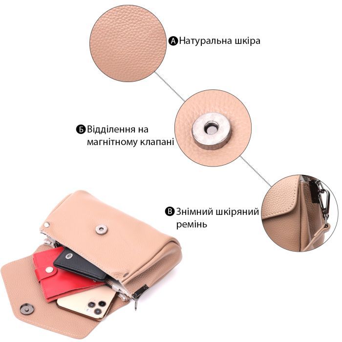 Сумка Vintage Компактная кожаная женская (22256) изображение 4