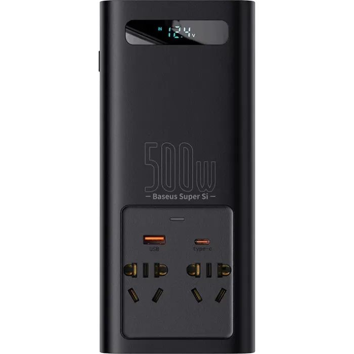 Автомобільний інвертор 12V/220V 500W Super Si Power Inverter CN/EU Black Baseus (CGNB000101) зображення 2