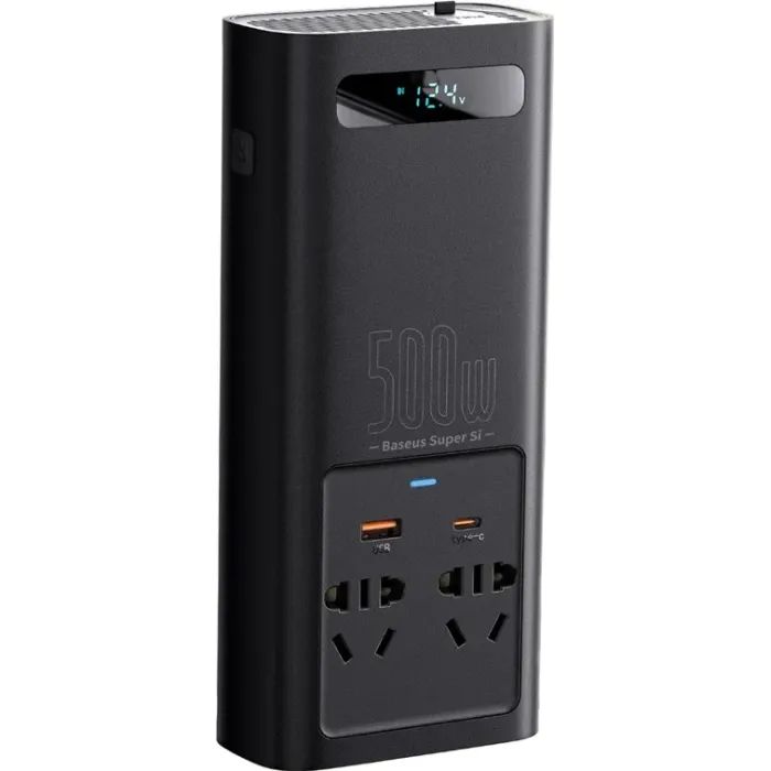 Автомобільний інвертор 12V/220V 500W Super Si Power Inverter CN/EU Black Baseus (CGNB000101) зображення 3