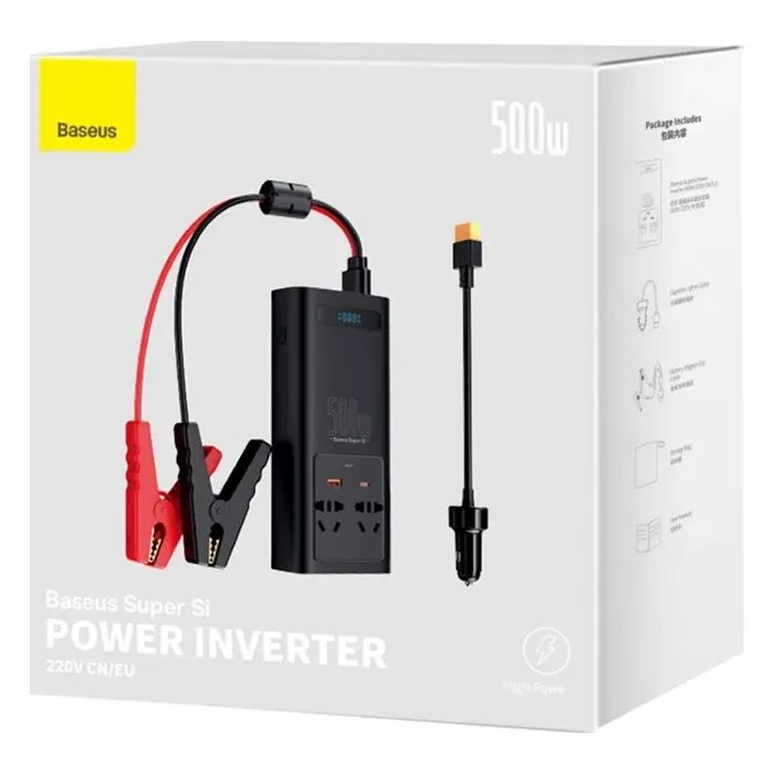 Автомобільний інвертор 12V/220V 500W Super Si Power Inverter CN/EU Black Baseus (CGNB000101) зображення 8