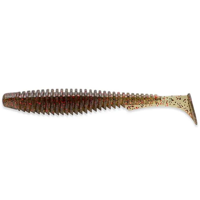 Силикон рыболовный FishUP U-Shad 3.5" 045 - Green Pumpkin/Red&Black (8шт/уп) (1864.09.57)