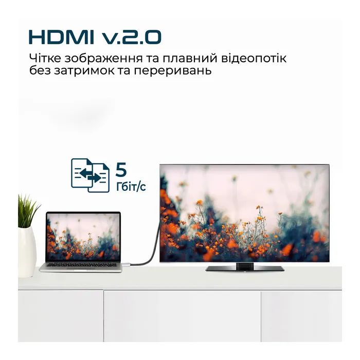 Кабель мультимедийный USB-C to HDMI M 1.5m grey Promate (hdlink-60h.grey) изображение 4