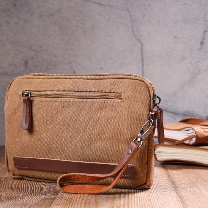 Сумка Vintage Мужская из текстиля Коричневая (21260) изображение 10