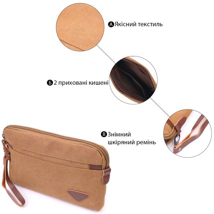 Сумка Vintage Мужская из текстиля Коричневая (21260) изображение 5