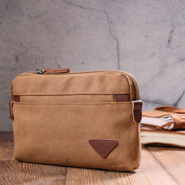 Сумка Vintage Мужская из текстиля Коричневая (21260) изображение 9