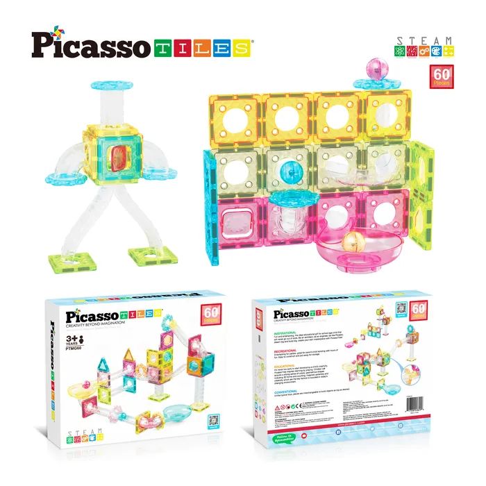 Конструктор Picasso магнитный Tiles Mini Diamond Marble Run Track Set 60 деталей (817338028299) изображение 4