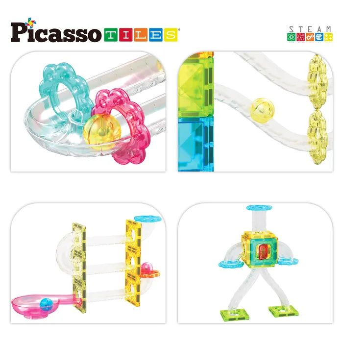 Конструктор Picasso магнитный Tiles Mini Diamond Marble Run Track Set 60 деталей (817338028299) изображение 5